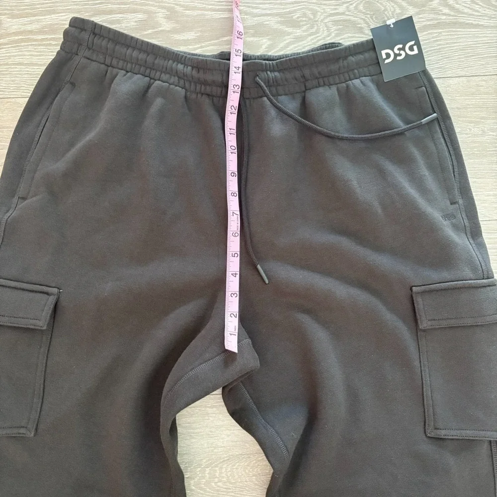 NWT DSG Mens‎ Pure Black Classic Fleece Cargo Cinch Athletic Fit Pants Size XL